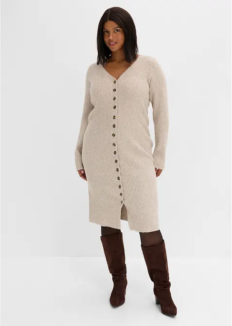 Strikket midikjole med knapper, bonprix