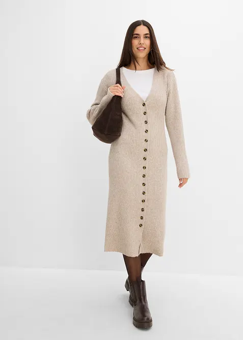 Strikket midikjole med knapper, bonprix