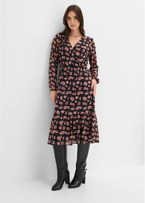 M&oslash;nstret midikjole i chiffon, bonprix