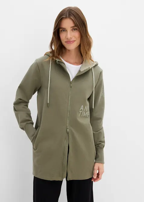 Soft lang sweatjakke av tykk bomullsmiks, bonprix