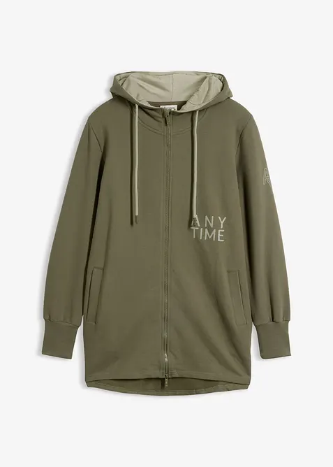 Soft lang sweatjakke av tykk bomullsmiks, bonprix