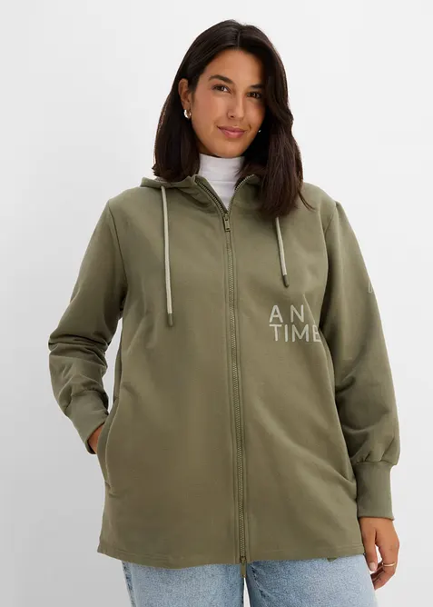 Soft lang sweatjakke av tykk bomullsmiks, bonprix