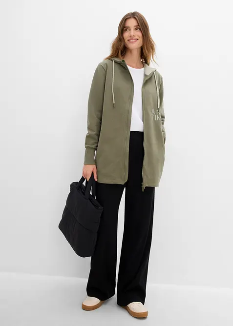 Soft lang sweatjakke av tykk bomullsmiks, bonprix