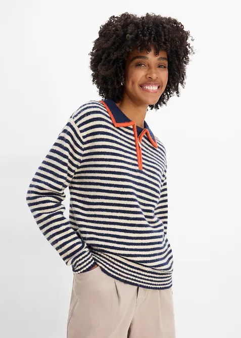 Half-zip-genser i strukturstrikk, bonprix