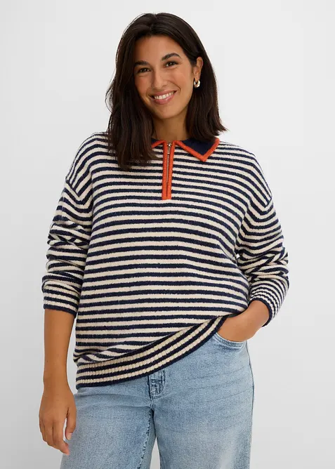 Half-zip-genser i strukturstrikk, bonprix