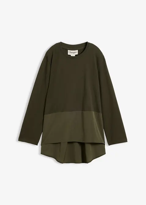 Langermet topp i materialmiks, bonprix