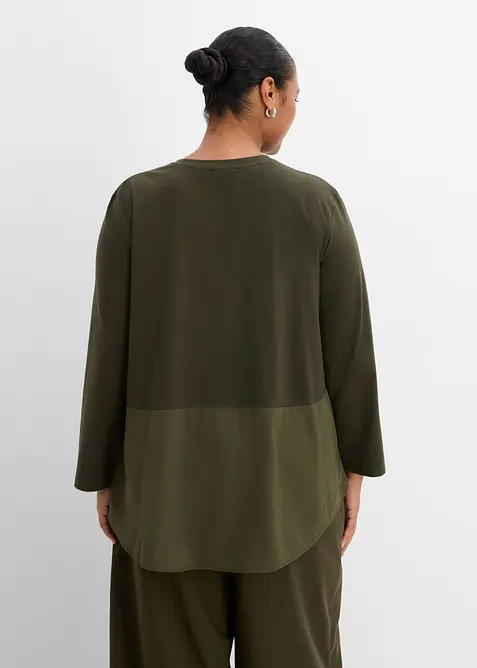 Langermet topp i materialmiks, bonprix