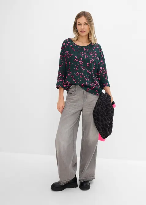 Oversized topp i bomullsmiks, bonprix