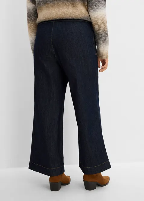 Wide Leg-jeans, High Waist med p&aring;satte lommer, bonprix