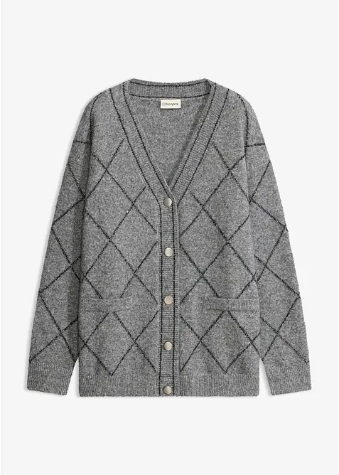 Lang cardigan med metallgarn, bonprix