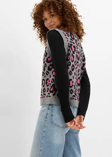 Strikket vest med loddent garn, bonprix
