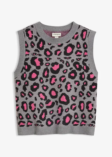 Strikket vest med loddent garn, bonprix