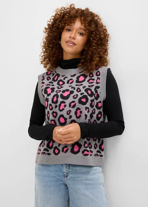 Strikket vest med loddent garn, bonprix