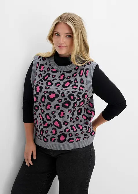 Strikket vest med loddent garn, bonprix