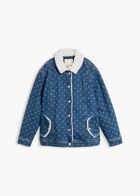 Varmt f&ocirc;ret denimjakke med teddyf&ocirc;r, bonprix