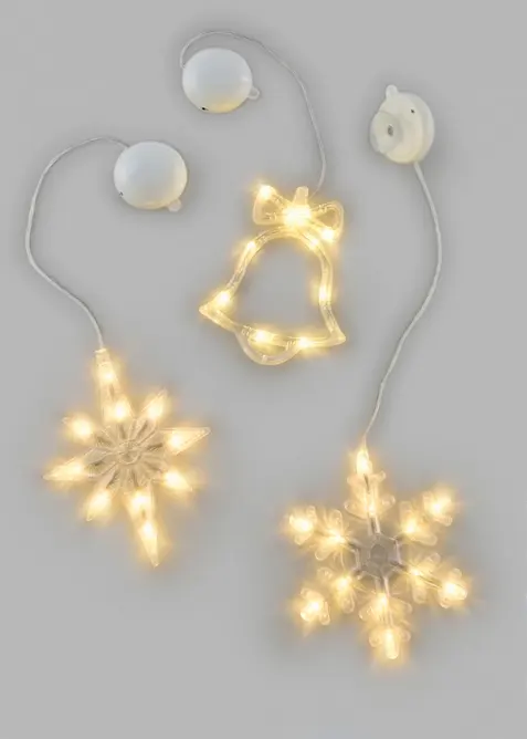 LED-hengende pynt med sugeknotter (3-pack), bonprix