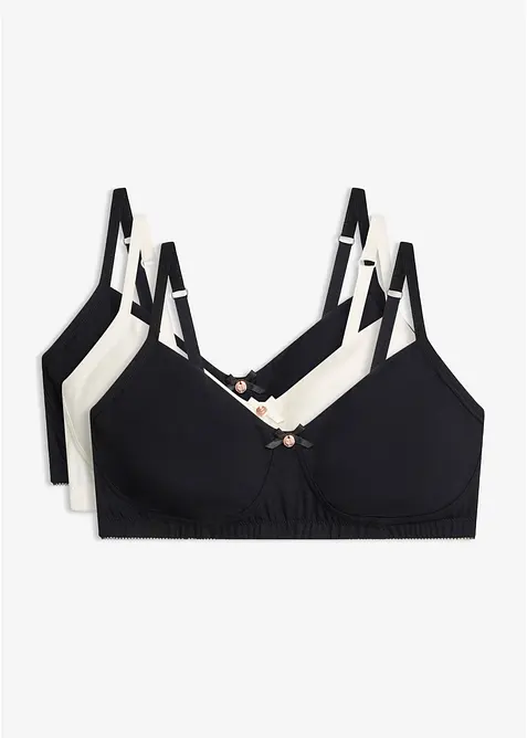 T-skjorte-BH uten vattering og b&oslash;yle med &oslash;kologisk bomull (3-pack), bonprix