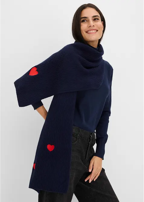 Skjerf med hjertebroderi, bonprix