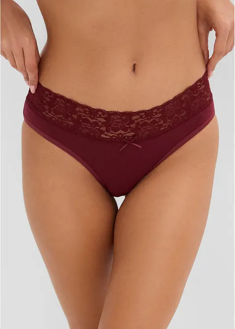 Truse med myk bomull og blonder (5-pack), bonprix