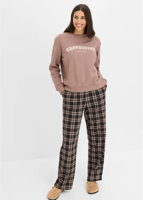 Loungewear kosedress med flanellbukse, bonprix