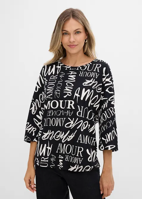 Oversized topp i bomull- og viskosemiks, bonprix