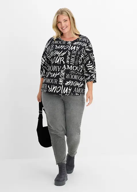 Oversized topp i bomull- og viskosemiks, bonprix