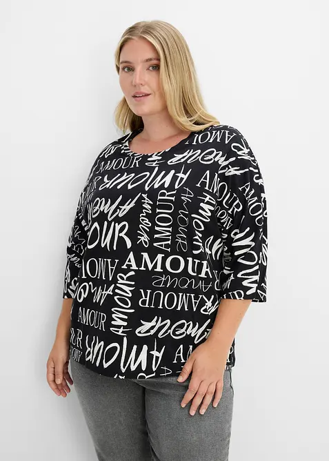Oversized topp i bomull- og viskosemiks, bonprix