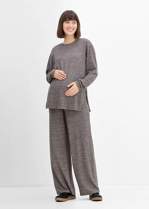 Behagelig mammasett i strikket stil med stilig topp og bukse, bonprix