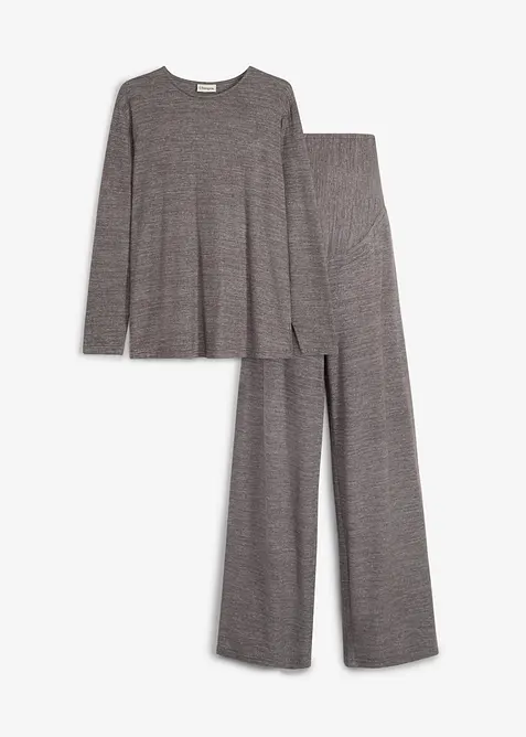 Behagelig mammasett i strikket stil med stilig topp og bukse, bonprix