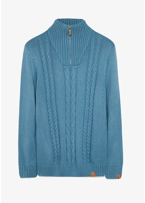 Half zip genser med flettem&oslash;nster, bonprix