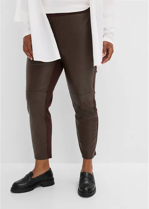 Leggings i imitert skinn med innsnitt med kneet, bonprix
