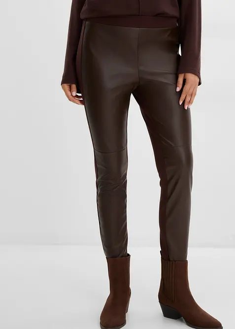 Leggings i imitert skinn med innsnitt med kneet, bonprix