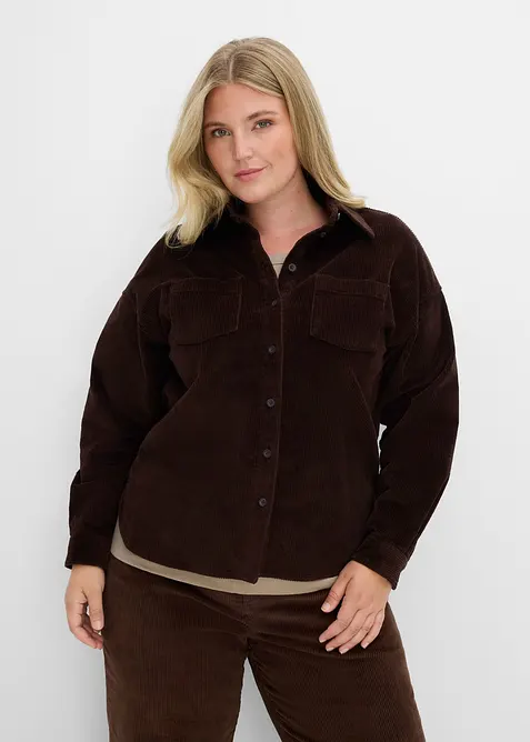 Oversized jakke i kordfl&oslash;yel av bomullsmiks, bonprix