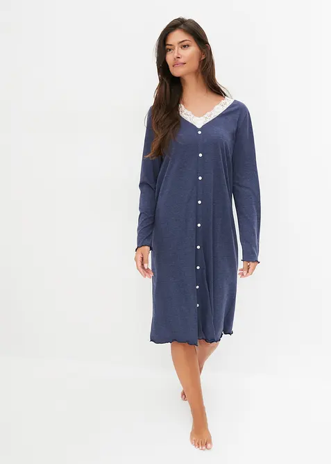 Lang nattkjole med knepping, bonprix