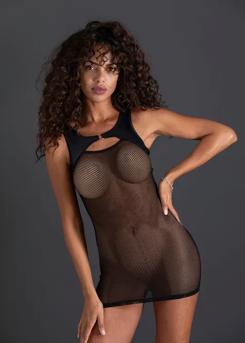 Kjole i wetlook, bonprix