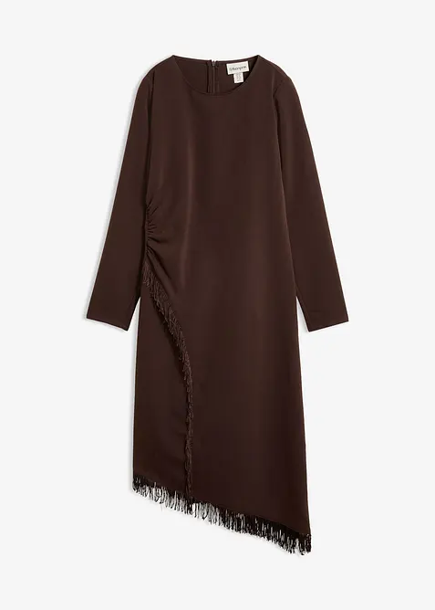Asymmetrisk midikjole med frynser, bonprix