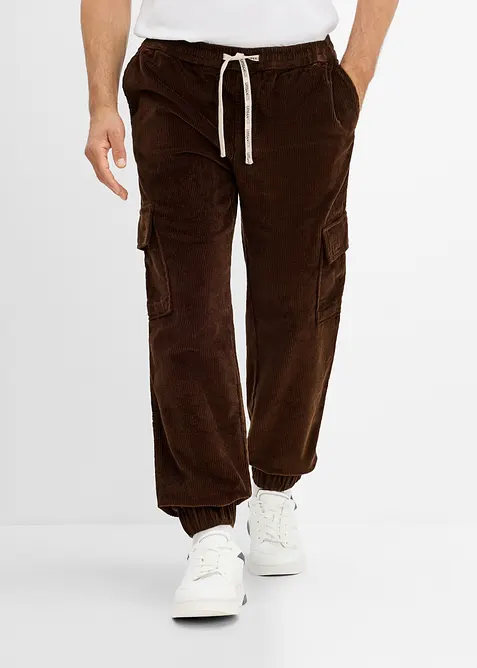 Regular Fit cargobukse av stretch-kordfl&oslash;yel med komfortlinning, bonprix