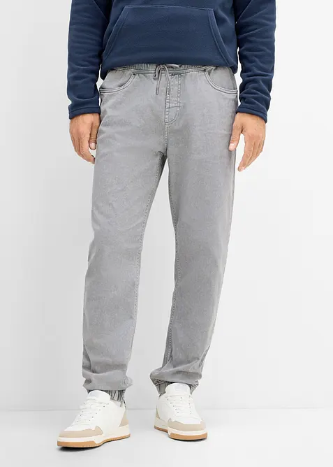 Relaxed fit pull on-bukse i 100% bomullstwill, tapered, bonprix