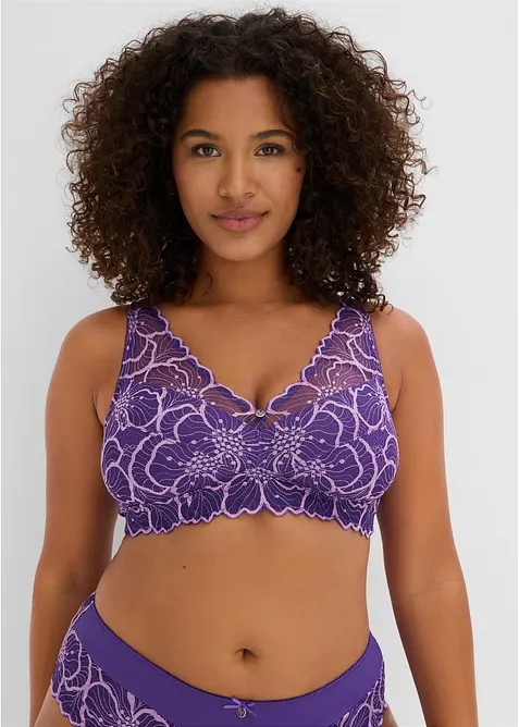 Minimizer-bralette med tofargede blonder, bonprix