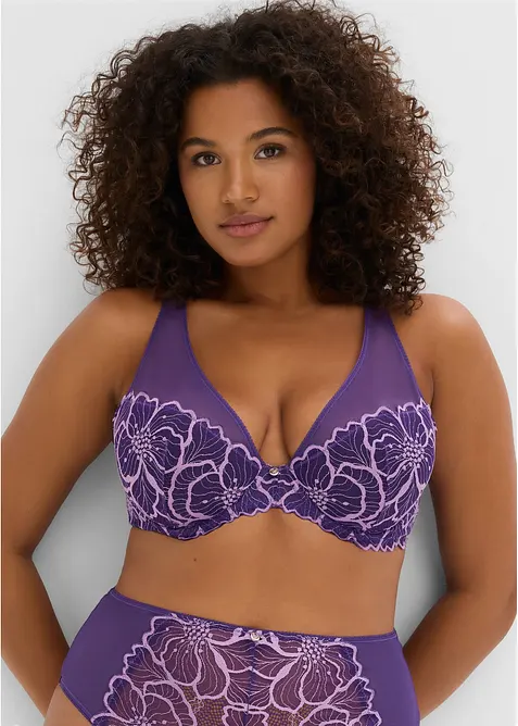 Padded-BH med tofargede blonder, bonprix