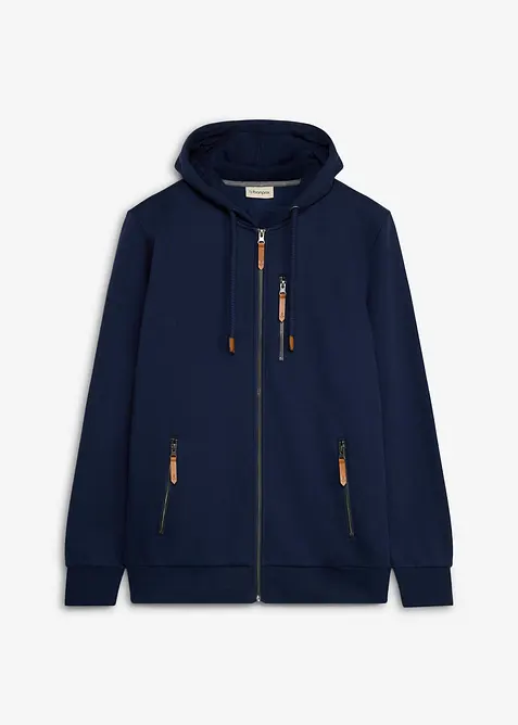 Sweatjakke i formfast materiale med detaljer i polyuretan, bonprix