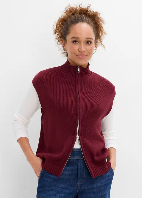 Strikket vest i bomullsmiks, bonprix