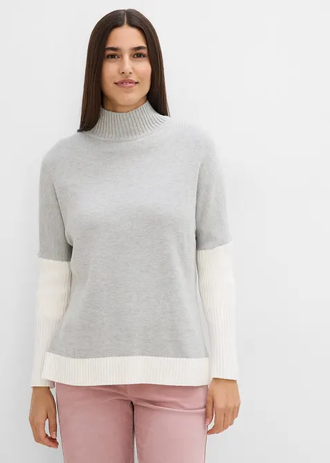 Loose Fit-genser med sidesplitter av bomullsmiks, bonprix