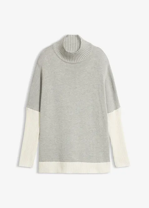 Loose Fit-genser med sidesplitter av bomullsmiks, bonprix