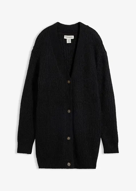 Grovstrikket cardigan i myk garnmiks med ull, bonprix