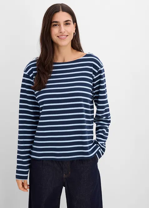 Langermet topp i 100 % &oslash;kologisk bomull (2-pack), bonprix