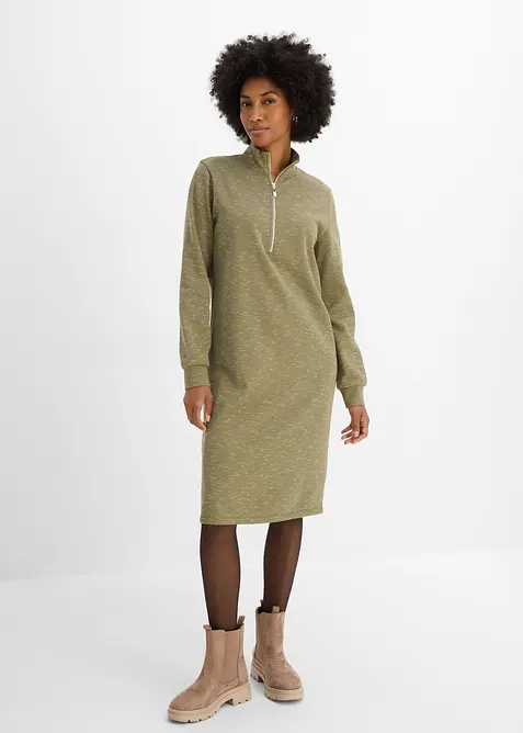 Half zip-sweatkjole, bonprix