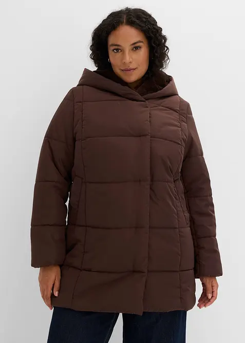 Vattert jakke med fuskepels, bonprix