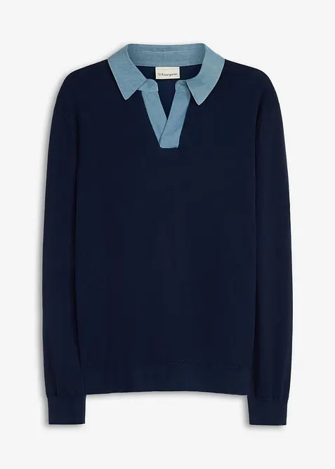 Finstrikket genser i 2i1-stil, bonprix