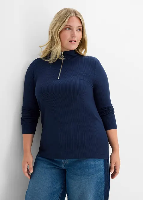 Ribbestrikket topp i myk viskosemiks, bonprix